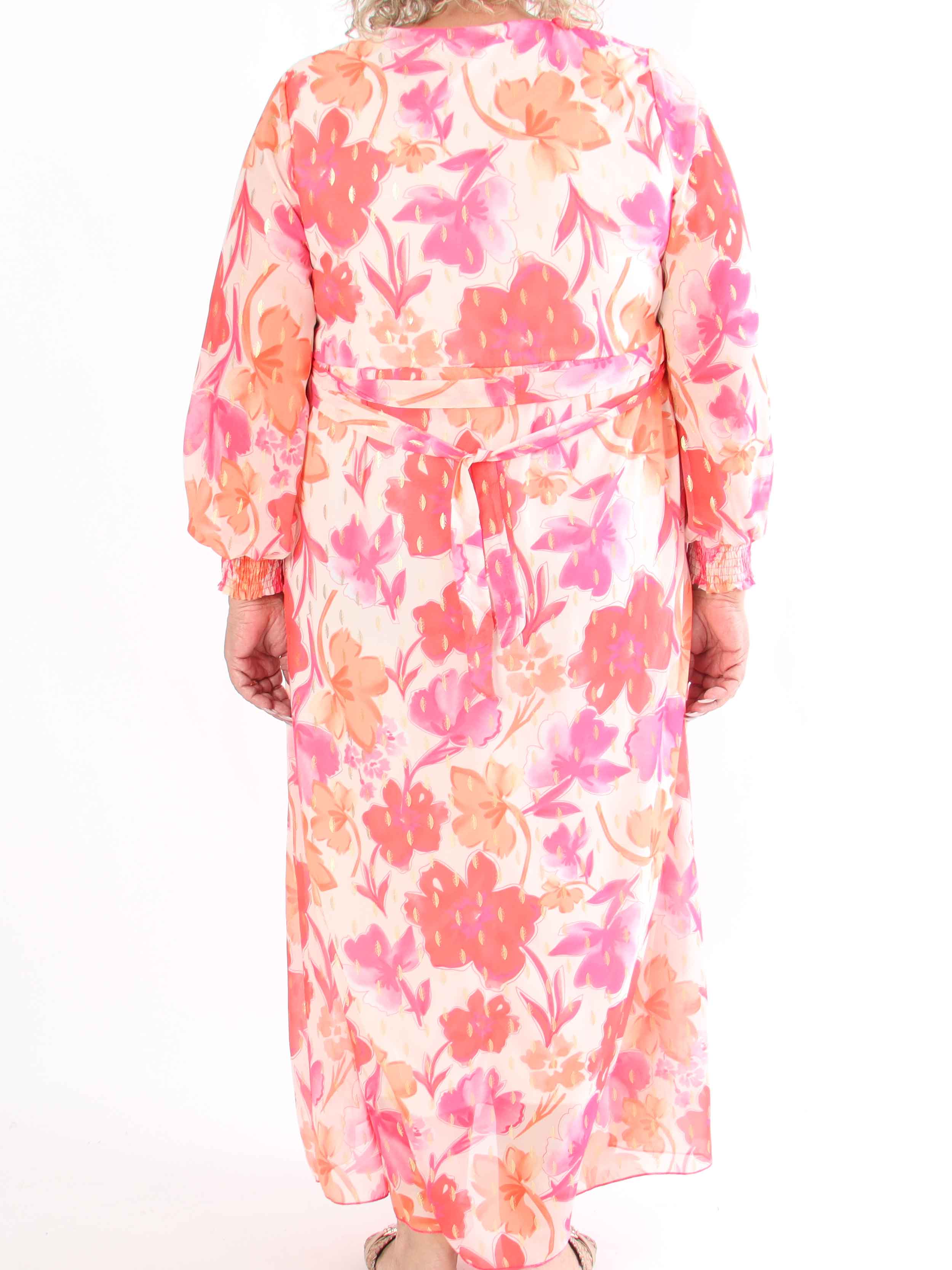 Mika - Söt plus size sommarklänning i chiffong med guldnitar